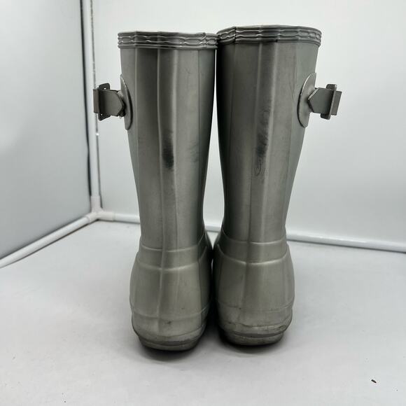 Hunter Boots Womens 6 Rain Metallic Silver Rubber boot Mid Calf - Picture 5 of 9